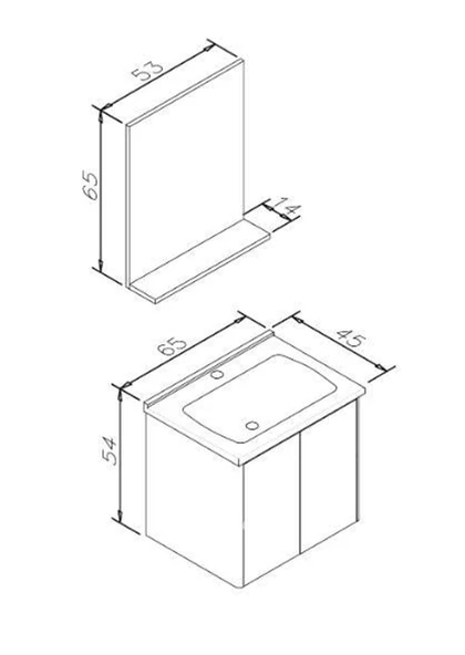 Orka Düden 65 cm Meşe Kapaklı Banyo Dolabı Takımı - Resim 4