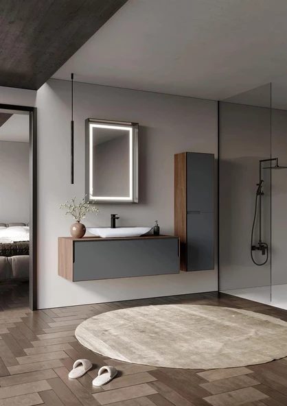 Orka Craft 120 cm Ceviz Banyo Dolabı Takımı