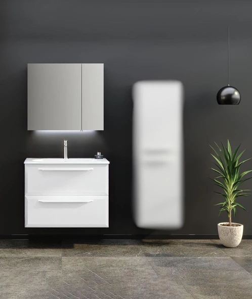 Orka Nuvola 80 cm Beyaz Banyo Dolabı Takımı ürün görseli