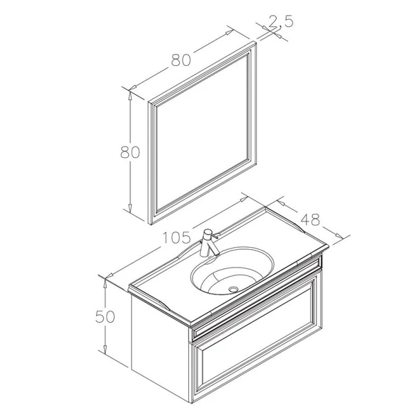 Orka Design 100 cm Mat Beyaz Banyo Dolabı Takımı - 4