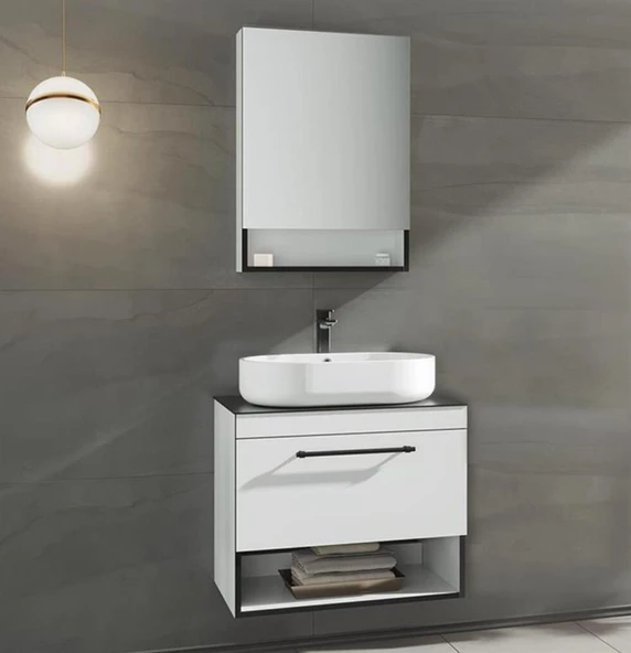 Orka Knidos 90 cm Beyaz Banyo Dolabı Takımı