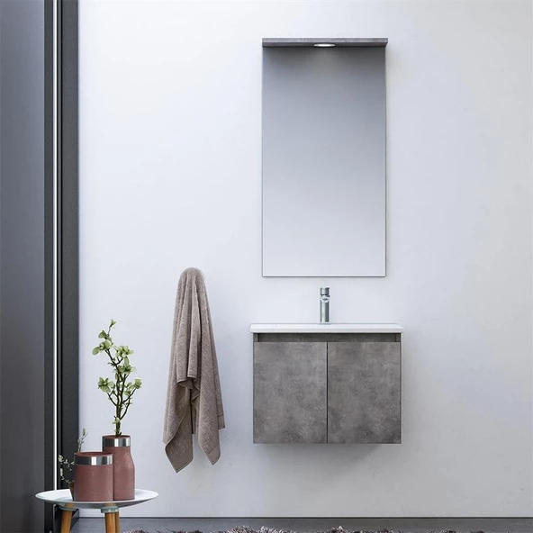 Orka Sidney 60 cm Gümüş Banyo Dolabı Takımı
