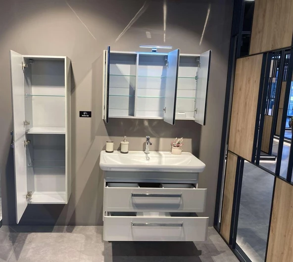 Orka Rose 100 cm Parlak Kaşmir Banyo Dolabı Takımı - Resim 5