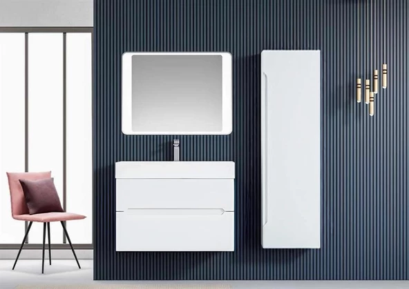 Orka Malta 80 cm Mat Beyaz Banyo Dolabı Takımı - Resim 2