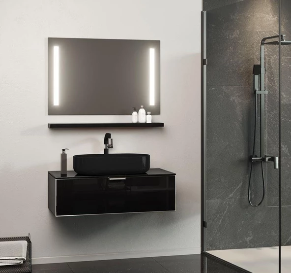 Orka Yalıköy 90 cm Parlak Siyah Banyo Dolabı Takımı ürün görseli