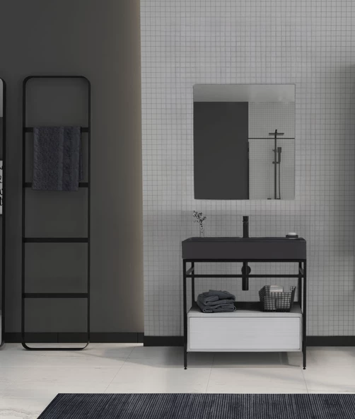 Orka Vegas 60 cm Mat Beyaz Banyo Dolabı Takımı