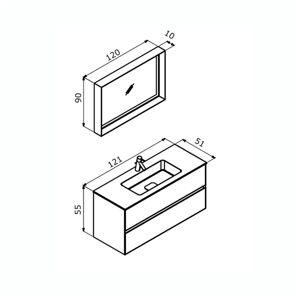 Orka Nest 120 cm Mat Gri  Banyo Dolabı Takımı - 7
