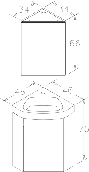 Orka Zag 45 cm Mat Beyaz Banyo Dolabı Takımı - Resim 4