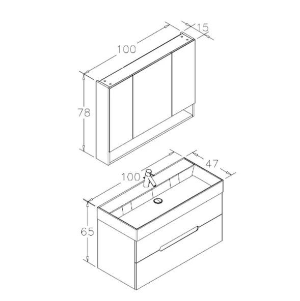 Orka Malta 100 cm Mat Beyaz Banyo Dolabı Takımı - Resim 3