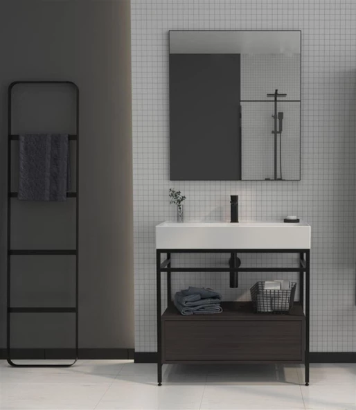 Orka Vegas 80 cm Antrasit Banyo Dolabı Takımı ürün görseli