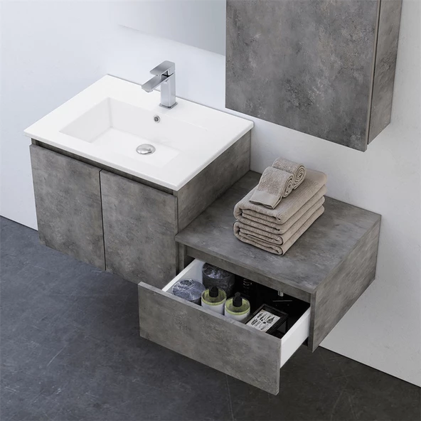Orka Sidney 110 cm Gümüş Banyo Dolabı Takımı - 2
