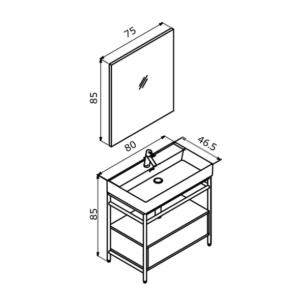 Orka Vegas 80 cm Antrasit Banyo Dolabı Takımı - 5