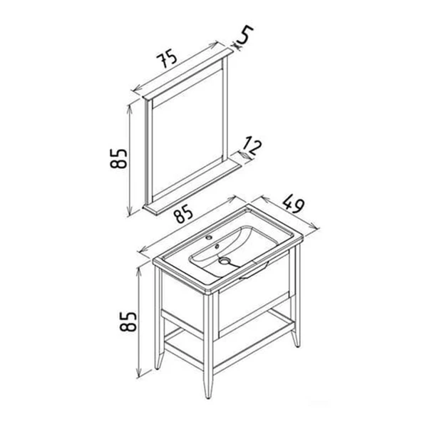 Orka Bastle 80 cm Mat Gri Banyo Dolabı Takımı - Resim 5