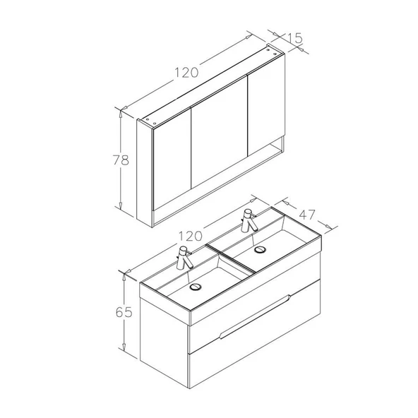 Orka Malta 120 cm Mat Gri Banyo Dolabı Takımı - Resim 7