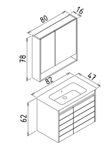 Orka Ricato 80 cm Kiraz Banyo Dolabı Takımı - Resim 3