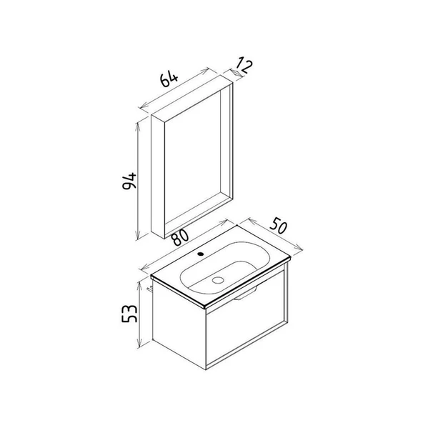 Orka Clay 80 cm Toprak Banyo Dolabı Takımı - Resim 3