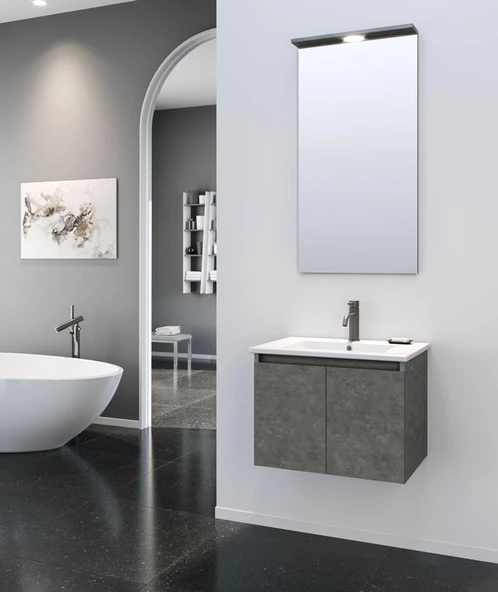 Orka Sidney 60 cm Gümüş Banyo Dolabı Takımı - 2