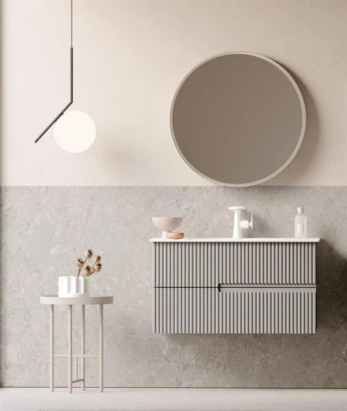 Orka Moonlight 90 cm Mat Vizon Banyo Dolabı Takımı ürün görseli