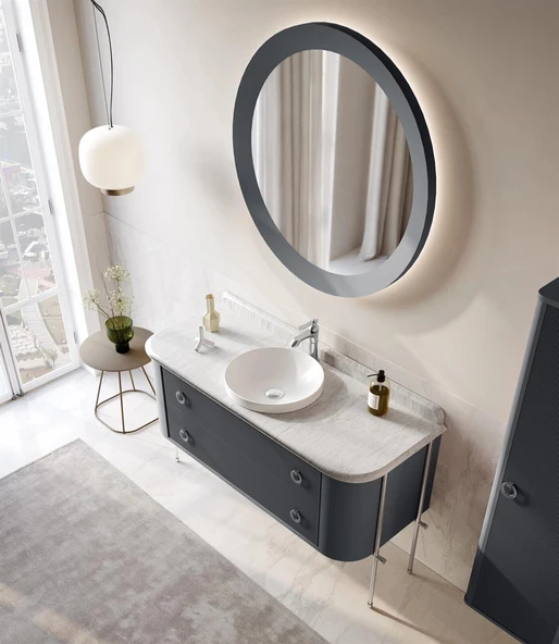 Orka Felice 140 cm Antrasit Lake Banyo Dolabı Takımı - 6