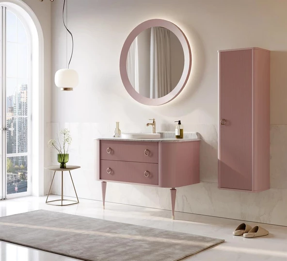 Orka Felice 100 cm Pudra Lake Banyo Dolabı Takımı - Resim 5