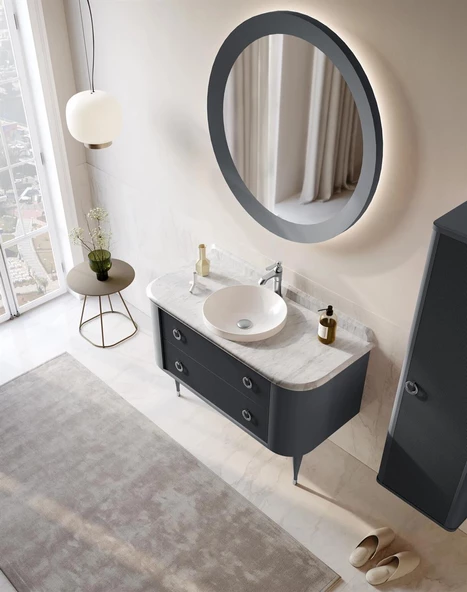 Orka Felice 100 cm Siyah Lake Banyo Dolabı Takımı - Resim 4