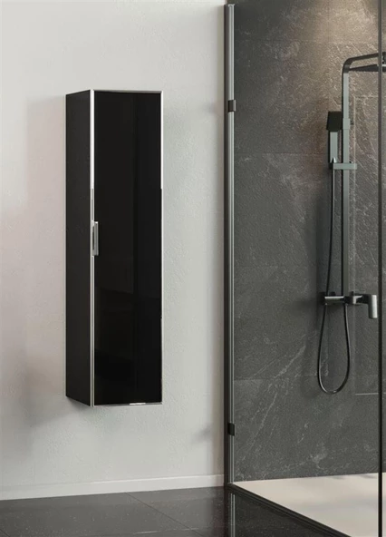 Orka Yalıköy 30 cm Banyo Boy Dolabı Parlak Siyah