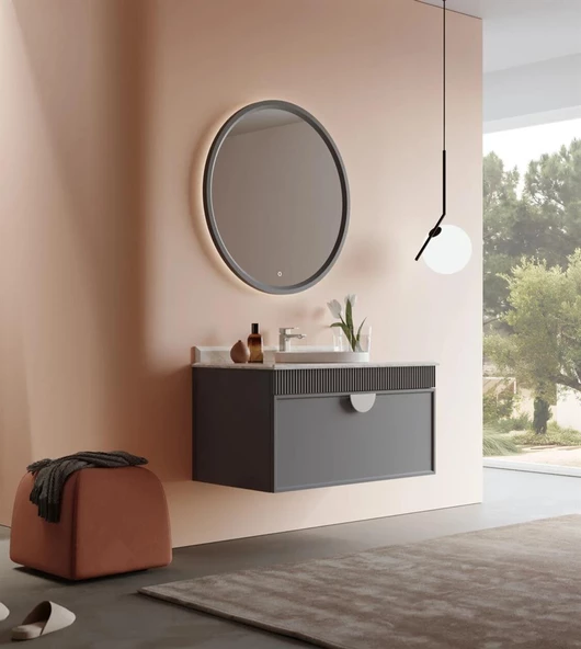 Orka Molino 102 cm Mat Antrasit Lake Banyo Dolabı Takımı - Resim 2