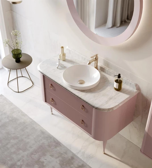 Orka Felice 100 cm Pudra Lake Banyo Dolabı Takımı - Resim 2