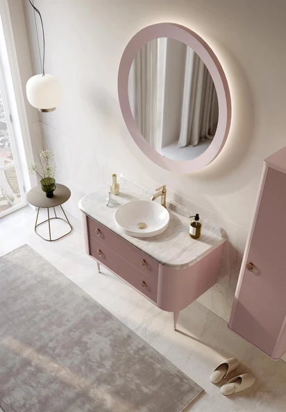 Orka Felice 100 cm Pudra Lake Banyo Dolabı Takımı - Resim 6