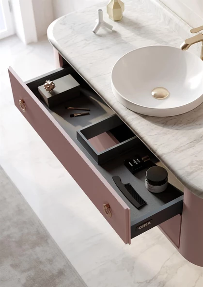 Orka Felice 100 cm Pudra Lake Banyo Dolabı Takımı - Resim 4