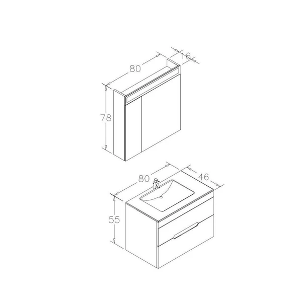 Orka Varna 80 cm Mat Gri Banyo Dolabı Takımı - 2