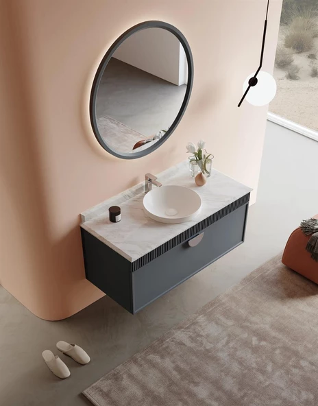 Orka Molino 122 cm Mat Antrasit Lake Banyo Dolabı Takımı - Resim 3