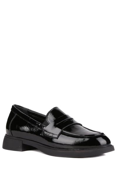 Stato - Siyah Hakiki Rugan Deri Kadın Loafer 25-5645 - 2