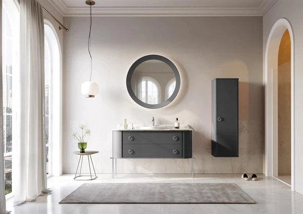 Orka Felice 140 cm Antrasit Lake Banyo Dolabı Takımı - 5