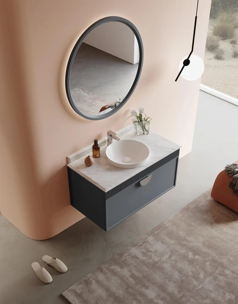 Orka Molino 102 cm Mat Antrasit Lake Banyo Dolabı Takımı - Resim 3