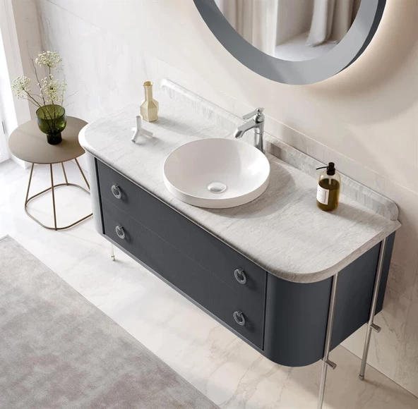 Orka Felice 140 cm Antrasit Lake Banyo Dolabı Takımı - 3