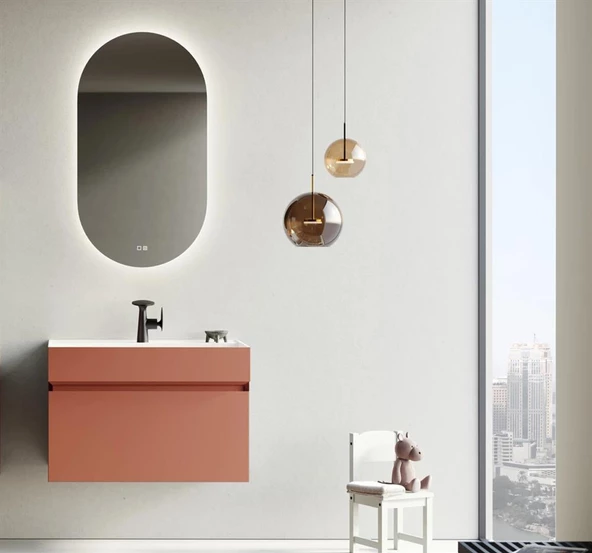 Orka Lusso 80 cm Mat Tarçın Banyo Dolabı Takımı