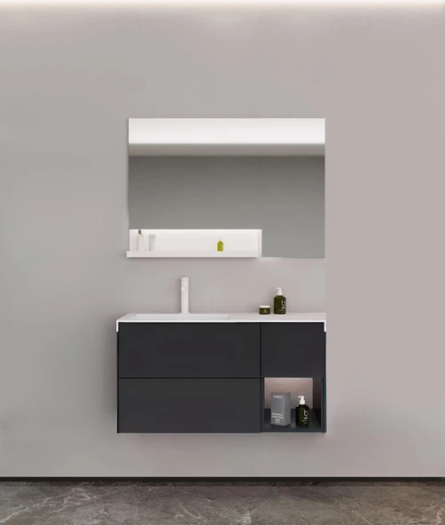 Orka Milano 120 cm Mat Antrasit Banyo Dolabı Takımı ürün görseli