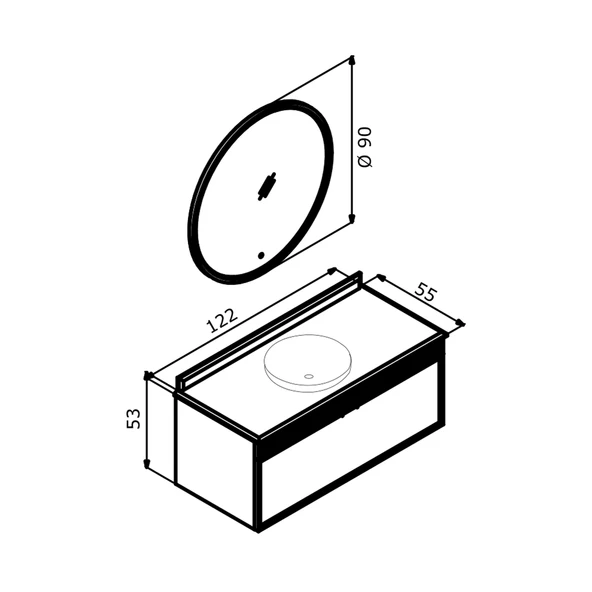 Orka Molino 122 cm Mat Kaşmir Lake Banyo Dolabı Takımı - Resim 5