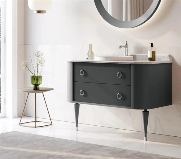 Orka Felice 100 cm Siyah Lake Banyo Dolabı Takımı - Resim 2