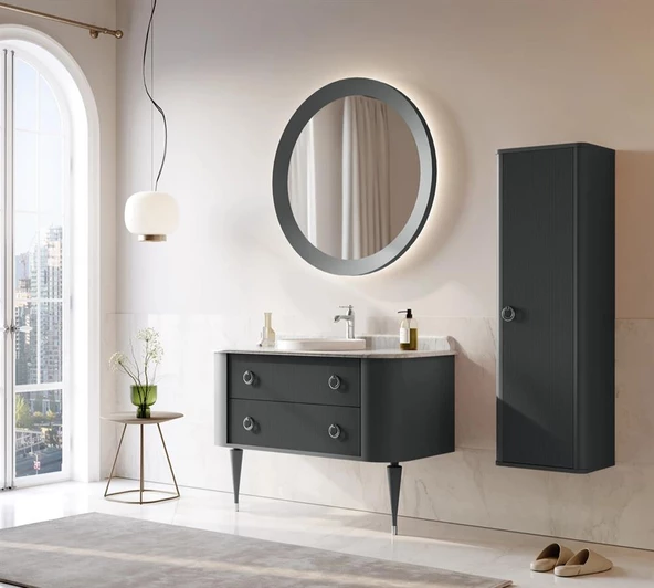 Orka Felice 100 cm Siyah Lake Banyo Dolabı Takımı - Resim 5