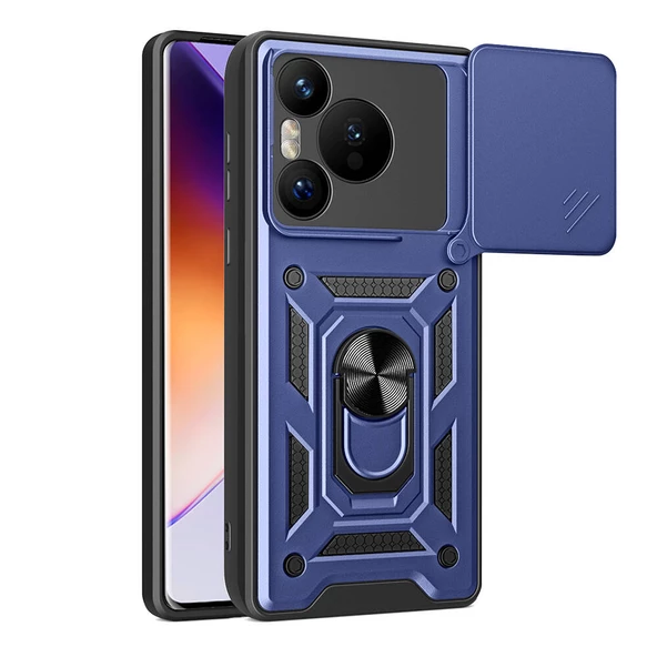 Huawei Pura 70 5G Kılıf Magnetik Standlı Kamera Korumalı Zore Sürgülü Vega Kapak - 11