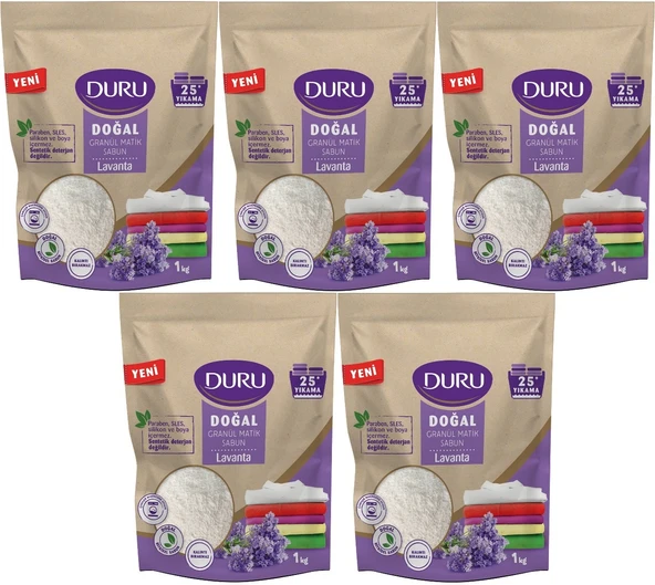 Duru Doğal Granül Matik Sabun Tozu Lavanta 5KG (5PK*1) (125 Yıkama)