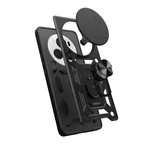 Honor Magic 6 Pro Kılıf Magnetik Standlı Kamera Korumalı Zore Sürgülü Vega Kapak - 2