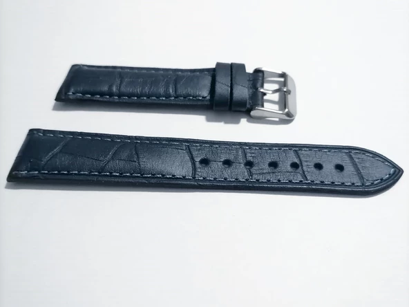 Fado&Her Saate Uyumlu Hakiki Lazivert  Deri Saat Kordonu 22  mm  (51) - Resim 4