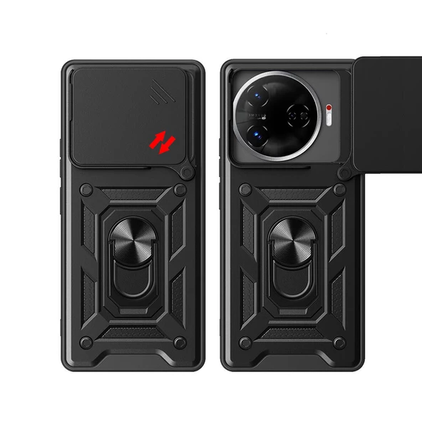 Tecno Camon 30 Pro 5G Kılıf Magnetik Standlı Kamera Korumalı Zore Sürgülü Vega Kapak - 9