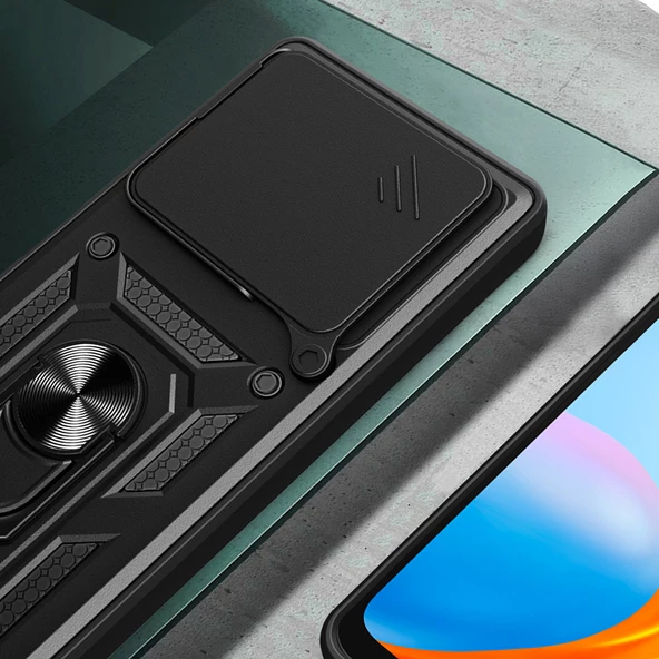 İnfinix Note 40 Pro Kılıf Magnetik Standlı Kamera Korumalı Zore Sürgülü Vega Kapak - 5