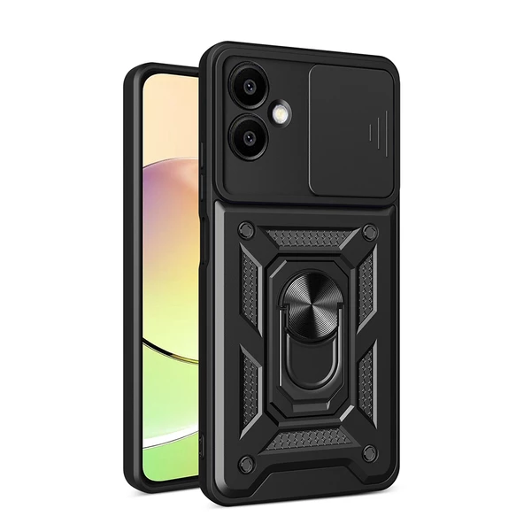 Galaxy A06 Kılıf Magnetik Standlı Kamera Korumalı Zore Sürgülü Vega Kapak - 10