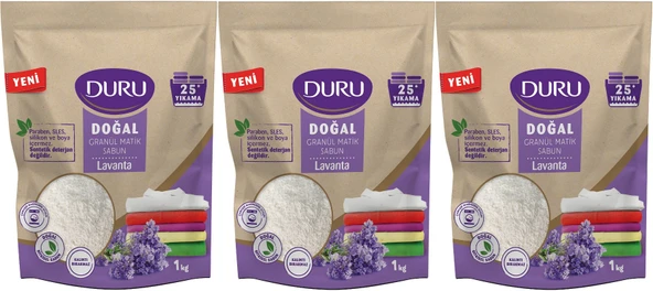 Duru Doğal Granül Matik Sabun Tozu Lavanta 3KG (3PK*1) (75 Yıkama)