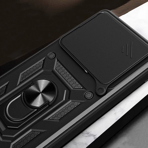 Huawei Pura 70 5G Kılıf Magnetik Standlı Kamera Korumalı Zore Sürgülü Vega Kapak - 7